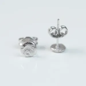 Silver hammered stud earrings with push back closure RIMINI Thumbnail