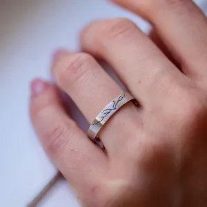 Gold wedding rings with engraved mountains TATRY  Thumbnail