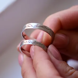 Gold wedding rings with engraved mountains TATRY  Thumbnail