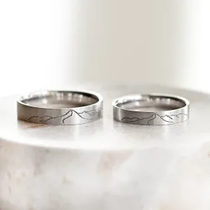 Gold wedding rings with engraved mountains TATRY  Thumbnail