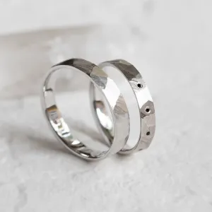 Tepané snubní prsteny z bílého zlata a s černými diamanty MILANO Thumbnail
