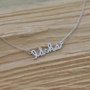 Silver necklace with diamond LASKA Thumbnail