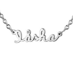 Silver necklace with diamond LASKA Thumbnail