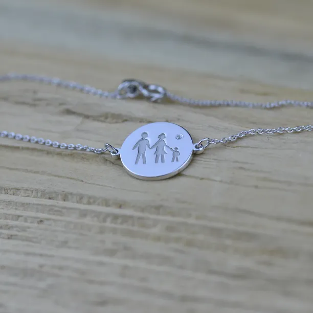 Gold engraved bracelet with a diamond ZERA Image