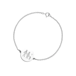 Gold engraved bracelet with a diamond ZERA Thumbnail