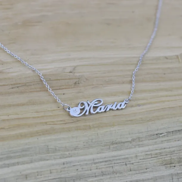 Name silver necklace with diamond MARI
