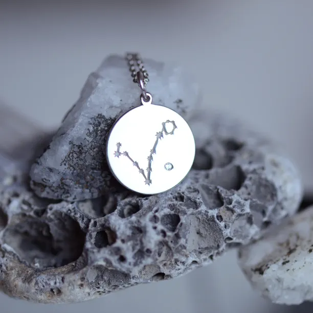 Silver pendant with a zodiac constellation and diamond ZODIAC Image