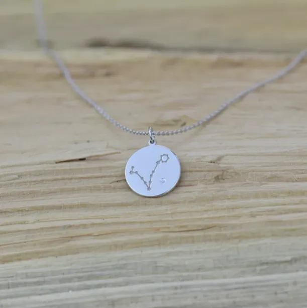Silver pendant with a zodiac constellation and diamond ZODIAC Image