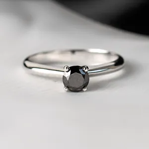 Platinový zásnubní prsten s černým diamantem FLORA Thumbnail