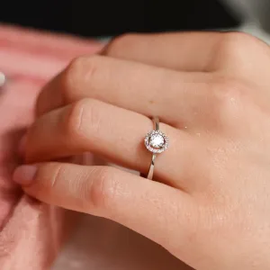 Platinový zásnubní prsten s diamanty HALOY Thumbnail