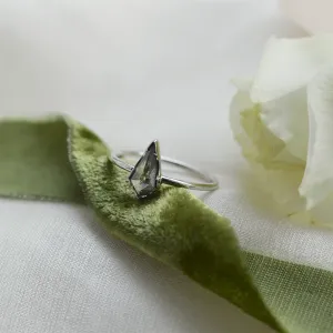 Šikmý pohled na zlatý prsten FREDA s diamantem salt and pepper