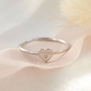 PATRICIA Heart shape silver diamond ring Thumbnail