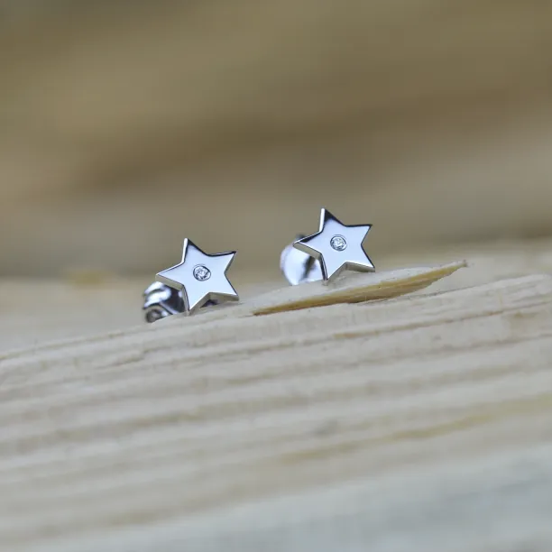 EMILY Silver earrings with a diamond Image