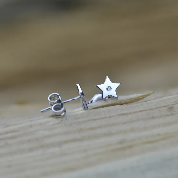 EMILY Silver earrings with a diamond Image