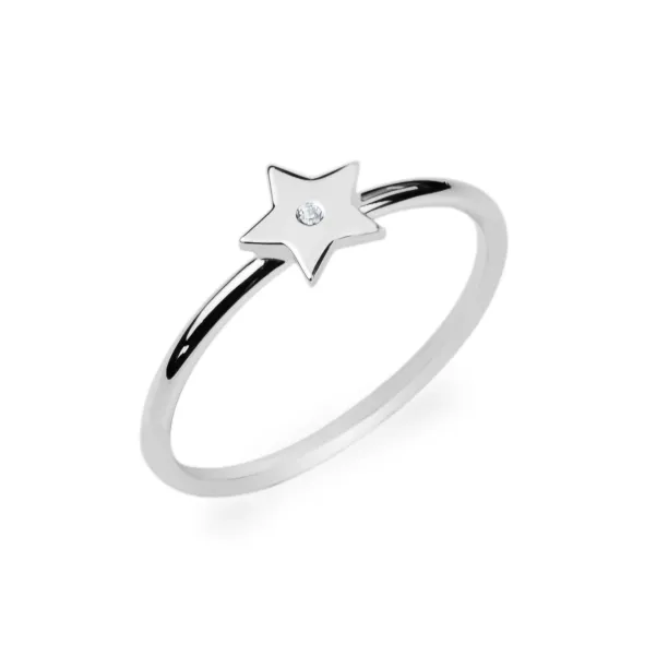 BETTY Silver ring with a diamond Image