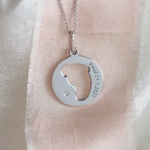 Gold diamond pendant with baby foot trace EIIA Thumbnail