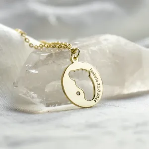 Gold diamond pendant with baby foot trace EIIA Thumbnail