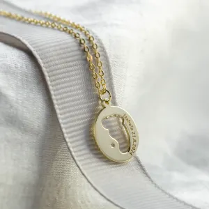 Gold diamond pendant with baby foot trace EIIA Thumbnail