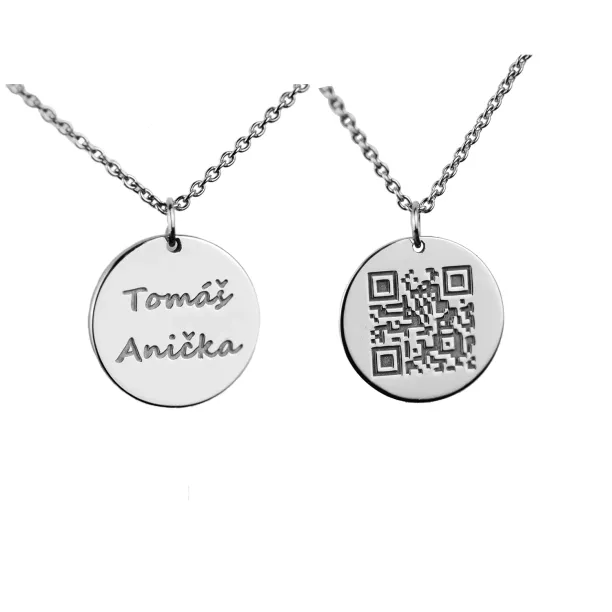 Přívesek se zašifrovaným QR-kódem + rytí na protější straně EVA Image