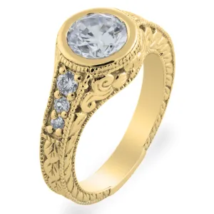 Vintage prsten SOLA ze žlutého zlata s moissanitem a diamanty