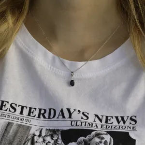 Safírový přívěsek KELI s diamanty nošený na krku