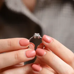 Zásnubní zlatý prsten s diamanty a moissanitem KATI Thumbnail