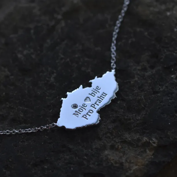 “My heart beats for Prague” authentic silver pendant Image
