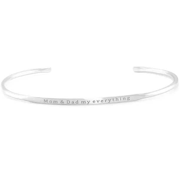 Pevný stříbrný náramek GRINDA SILVER s gravírem „Mom & Dad my everything“
