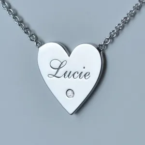 JENI silver diamond pendant with your name carved on Thumbnail