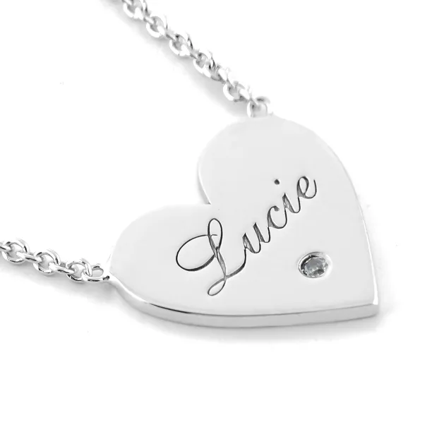 JENI silver diamond pendant with your name carved on Image
