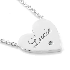 JENI silver diamond pendant with your name carved on Thumbnail