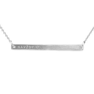 Minimalistický stříbrný náhrdelník OSA SILVER s gravírovanou tyčinkou
