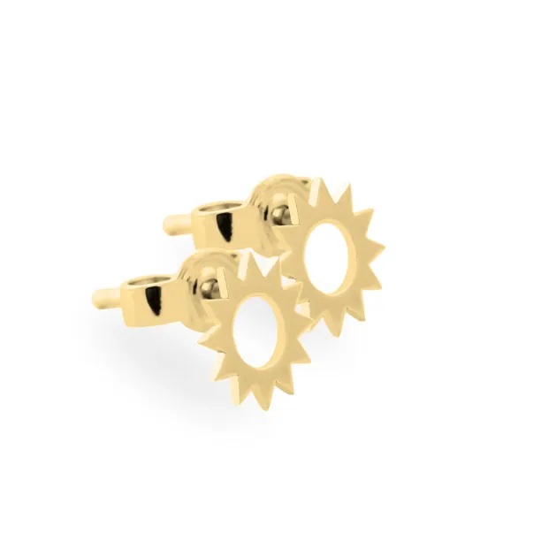 LOLLI unusual gold stud earrings for a striking lady Image