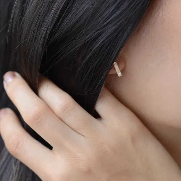 Minimalist gold diamond earrings DINA Image