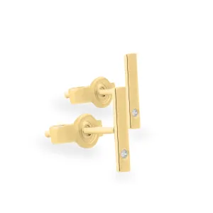 Minimalist gold diamond earrings DINA Thumbnail