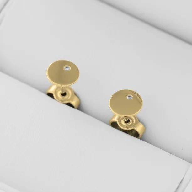 Minimalistické zlaté puzetové náušnice s diamantem pro každý den VIOLY Image