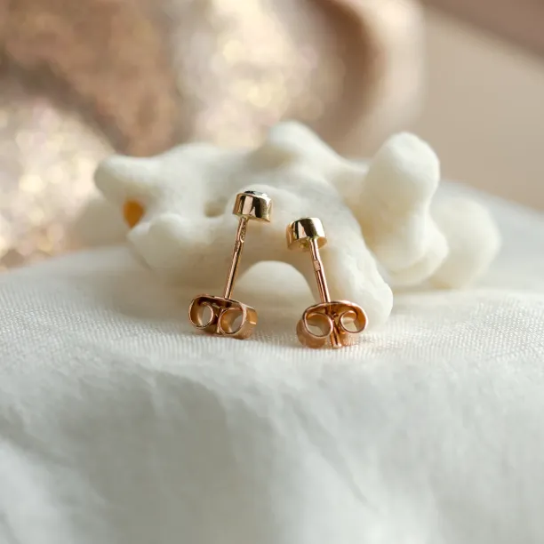 Zlaté minimalistické puzetové náušnice s černými diamanty ANY Image