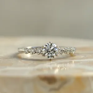 MISI gold moissanite engagement ring with side diamonds 0.5ct Thumbnail