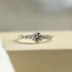 MISI gold moissanite engagement ring with side diamonds 0.5ct Thumbnail