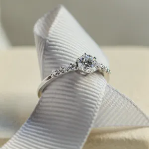 MISI gold moissanite engagement ring with side diamonds 0.5ct Thumbnail