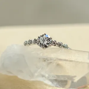 MISI gold moissanite engagement ring with side diamonds 0.5ct Thumbnail