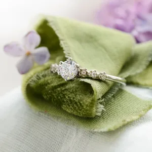 MISI gold moissanite engagement ring with side diamonds 0.5ct Thumbnail