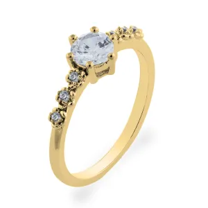 MISI gold moissanite engagement ring with side diamonds 0.5ct Thumbnail