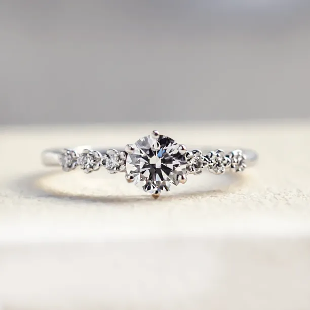 MISI gold moissanite engagement ring with side diamonds 0.5ct Image