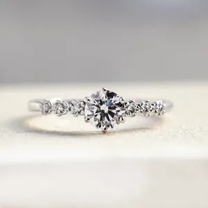 MISI gold moissanite engagement ring with side diamonds 0.5ct Thumbnail