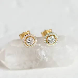 Classical gold stud earring with diamonds NINA Thumbnail