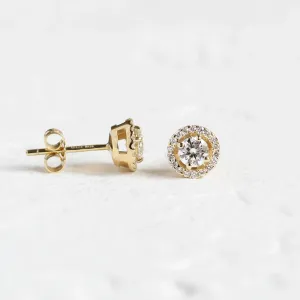 Classical gold stud earring with diamonds NINA Thumbnail