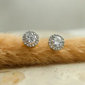 Classical gold stud earring with diamonds NINA Thumbnail