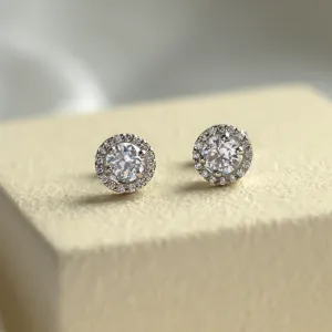 Classical gold stud earring with diamonds NINA Thumbnail