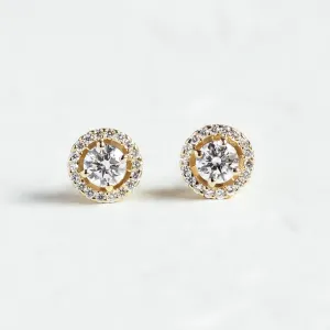 Classical gold stud earring with diamonds NINA Thumbnail